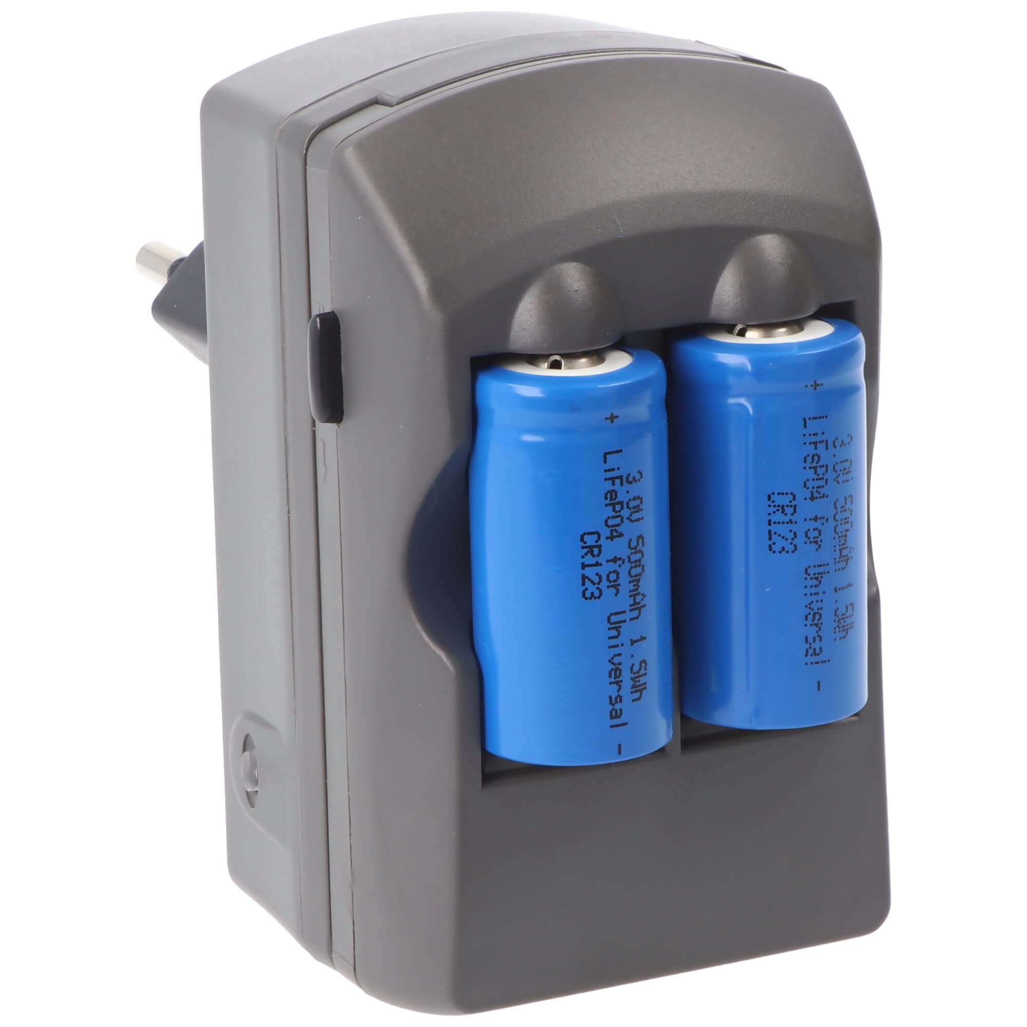 Chargeur double CR123A inclus 2 piles CR123A Li-ion, ne convient pas aux caméras de surveillance et aux consommateurs à forte intensité