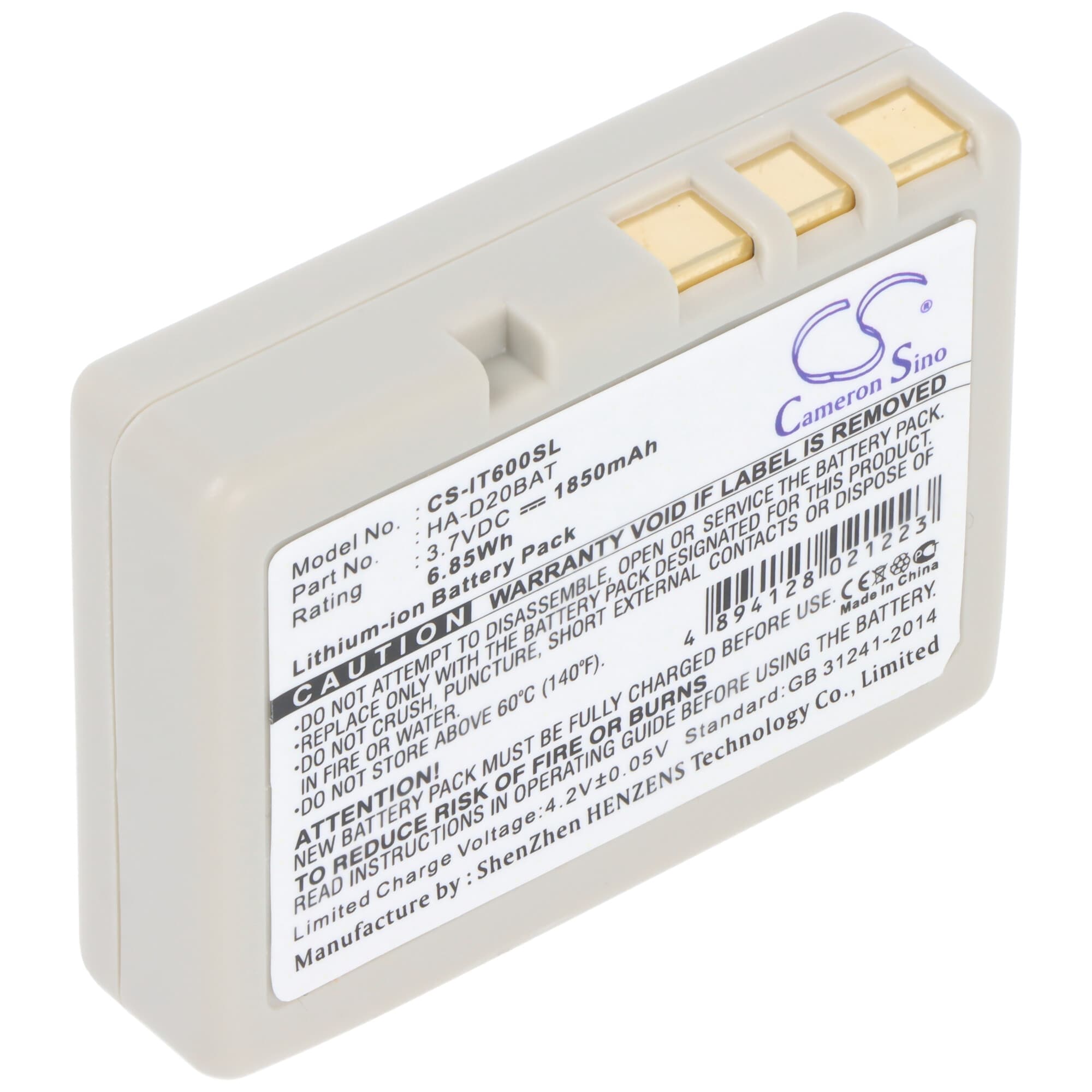 Batterie compatible avec les scanners portables Casio IT-600, IT-300 et autres scanners de codes-barres Li-Ion 3,7 V 1850 mAh